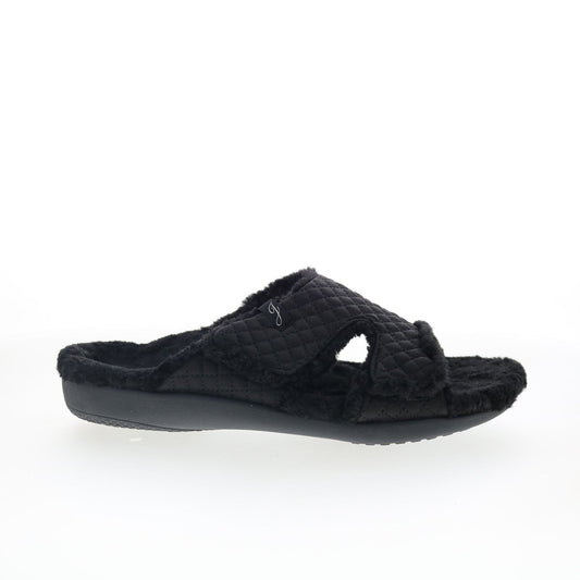 Spenco Janie Slipper SP1113BLK Womens Black Canvas Slides Sandals Shoes