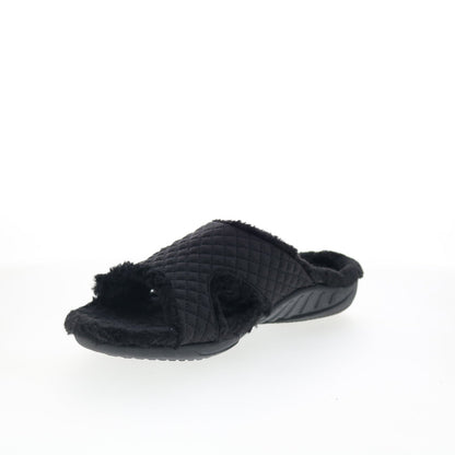 Spenco Janie Slipper SP1113BLK Womens Black Canvas Slides Sandals Shoes