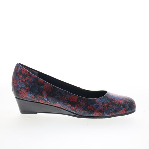 Trotters Lauren T1110-455 Womens Blue Leather Slip On Ballet Flats Shoes