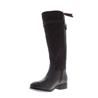 Trotters Lyra Wide Calf T1669-273 Womens Brown Leather Knee High Boots