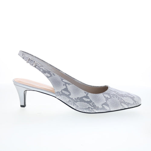 Trotters Keely T1907-063 Womens Gray Leather Slingback Heels Shoes