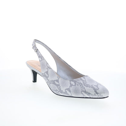 Trotters Keely T1907-063 Womens Gray Leather Slingback Heels Shoes