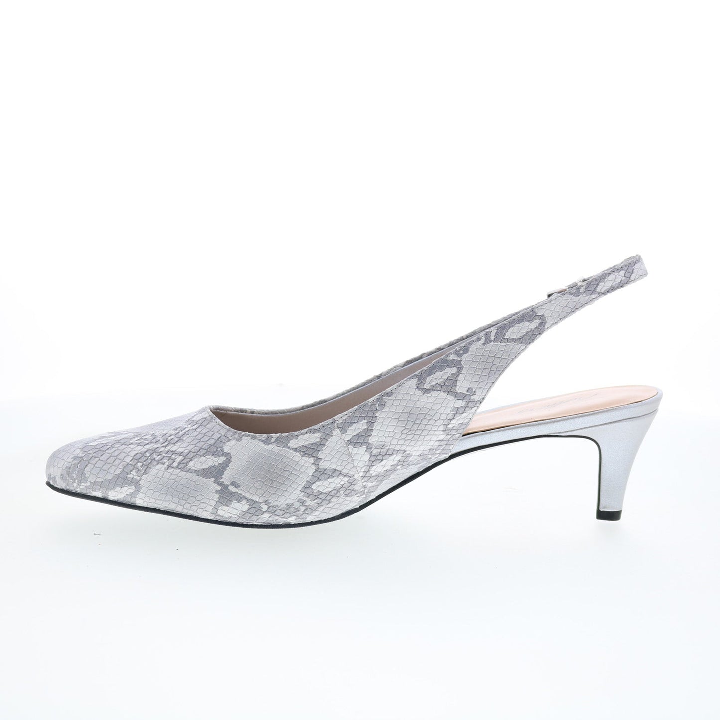 Trotters Keely T1907-063 Womens Gray Leather Slingback Heels Shoes