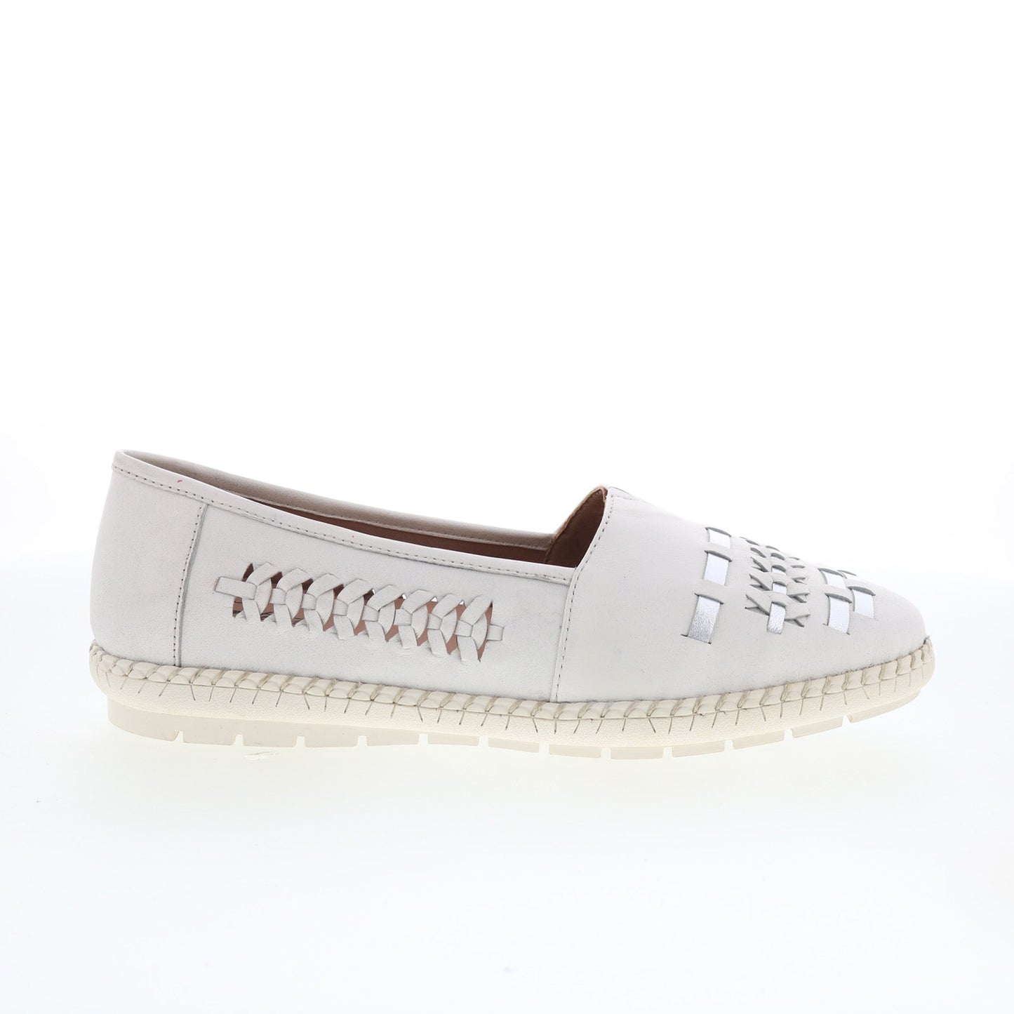 Trotters Rory T2209-102 Womens White Leather Slip On Loafer Flats Shoes