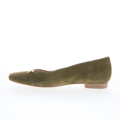 Trotters Harmony T2250-342 Womens Green Suede Slip On Ballet Flats Shoes