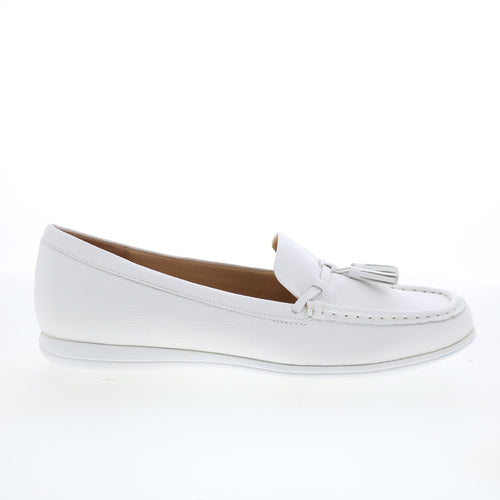 Trotters Dawson T2254-100 Womens White Leather Slip On Loafer Flats Shoes