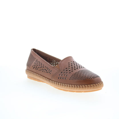 Trotters Royal T2319-215 Womens Brown Leather Slip On Loafer Flats Shoes