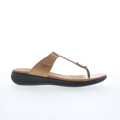 Softwalk Talara S2215-253 Womens Brown Leather Strap Thong Sandals Shoes
