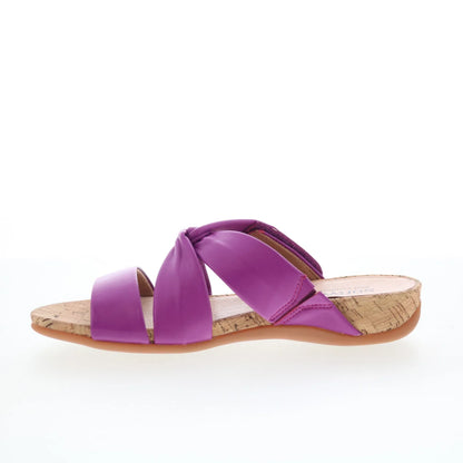 Softwalk Tallulah S2515-664 Womens Purple Leather Strap Slides Sandals Shoes