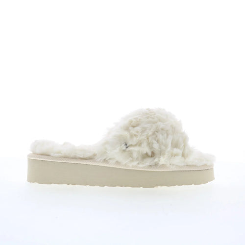 Minnetonka Teddy 3 Crossband 5995104 Womens Beige Slides Slippers Shoes