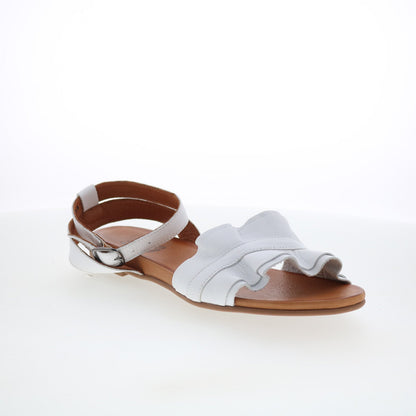 Miz Mooz Theresa Womens White Leather Hook & Loop Strap Sandals Shoes