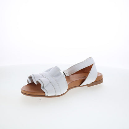 Miz Mooz Theresa Womens White Leather Hook & Loop Strap Sandals Shoes