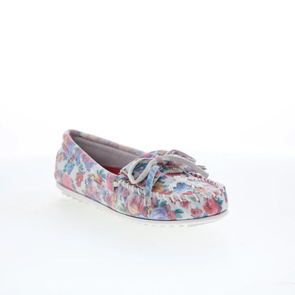 Minnetonka Thunderbird Animikii 617TB Womens Pink Canvas Loafer Flats Shoes