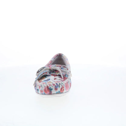 Minnetonka Thunderbird Animikii 617TB Womens Pink Canvas Loafer Flats Shoes
