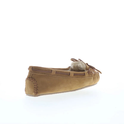 Minnetonka Thunderbird Animikii Cally Womens Brown Suede Loafer Flats Shoes