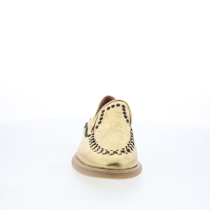 A.S. 98 Tonie Womens Gold Leather Slip On Loafer Flats Shoes