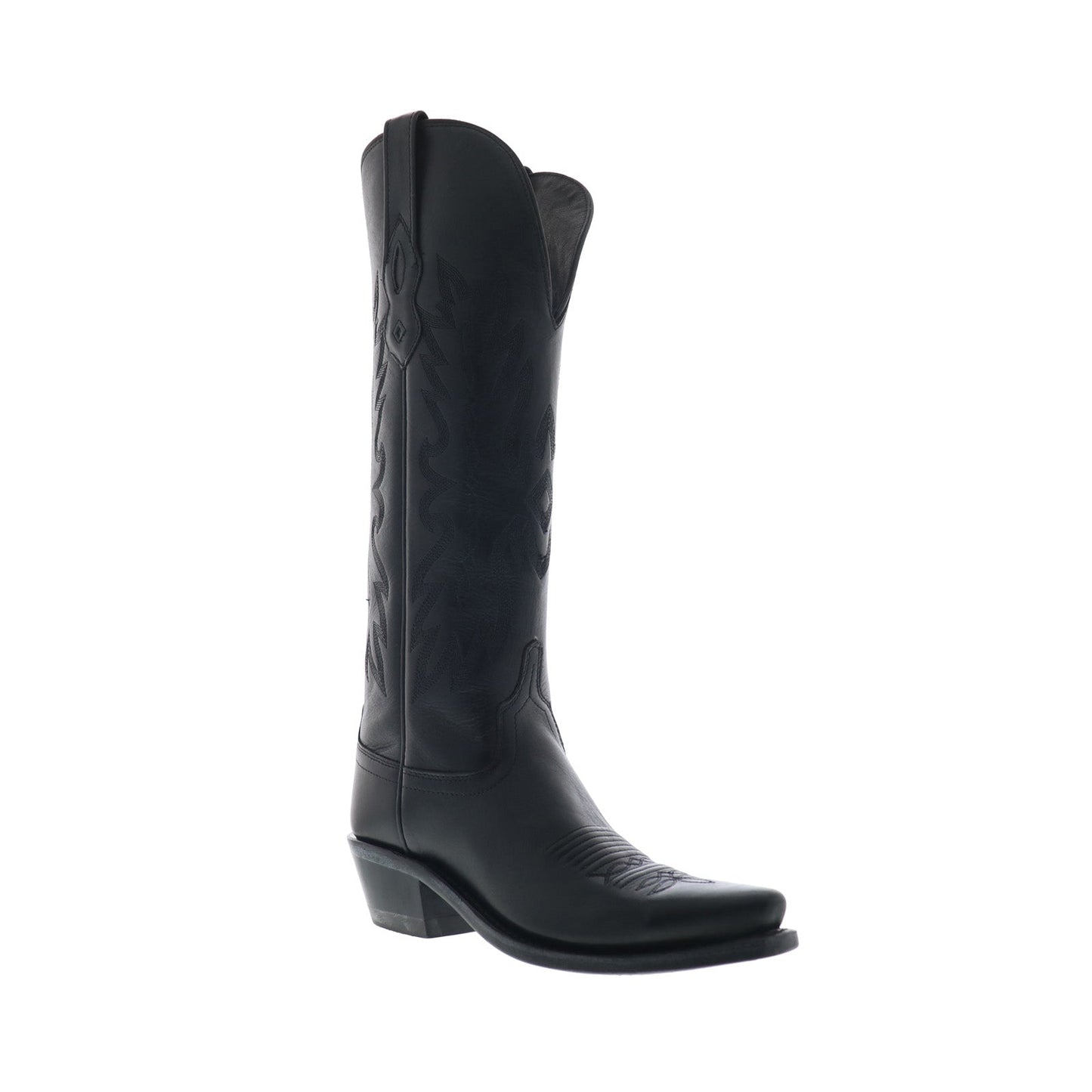 Jama Old West TS1543 Womens Black Leather Slip On Cowboy Western Boots