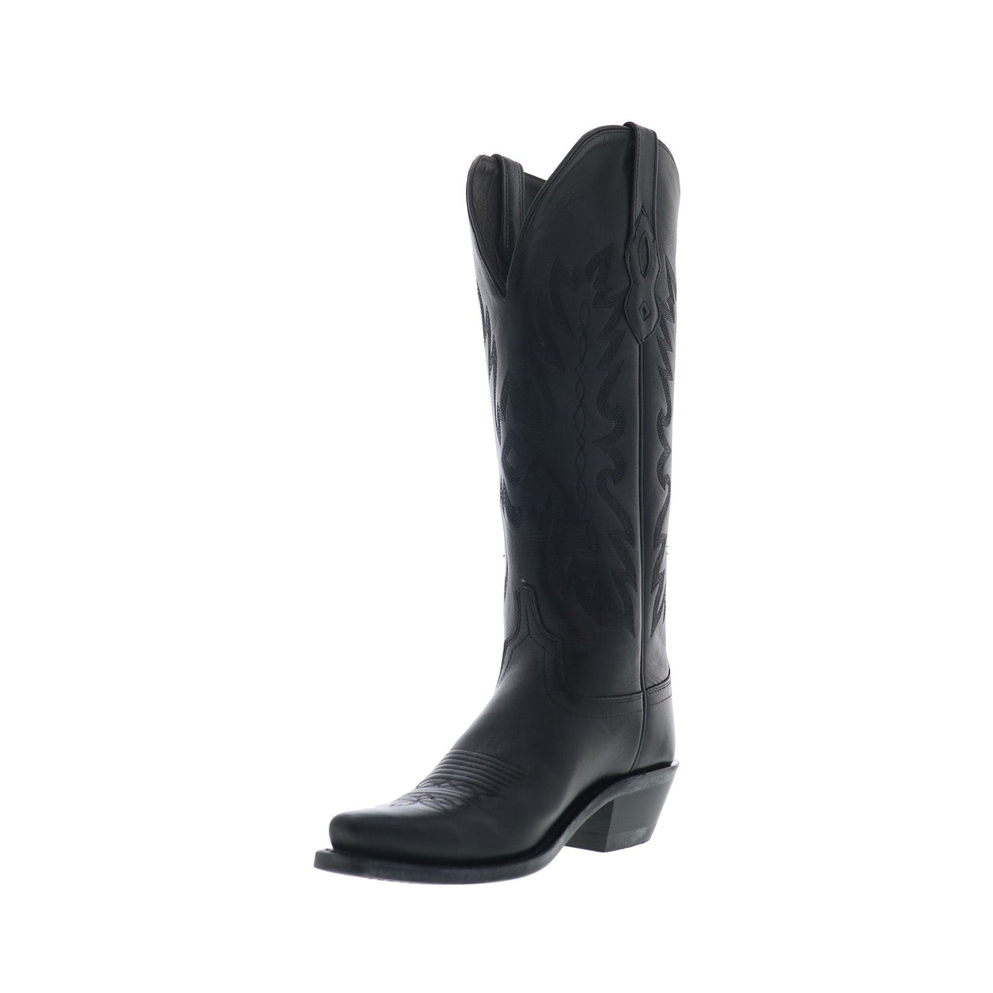 Jama Old West TS1543 Womens Black Leather Slip On Cowboy Western Boots