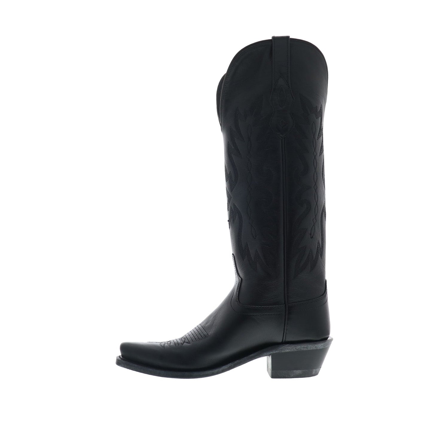 Jama Old West TS1543 Womens Black Leather Slip On Cowboy Western Boots