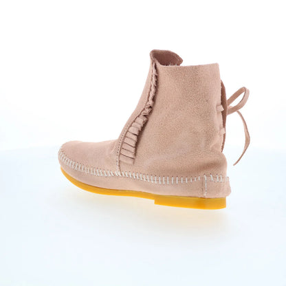 Minnetonka Two Button Boot 446P Womens Pink Suede Ankle & Booties Boots