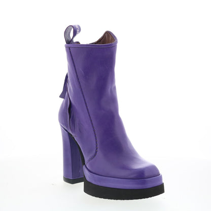 A.S. 98 Vale Womens Purple Leather Zipper Ankle & Booties Boots