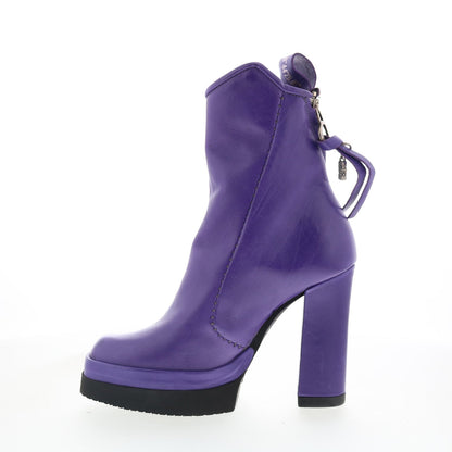 A.S. 98 Vale Womens Purple Leather Zipper Ankle & Booties Boots