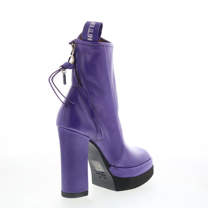 A.S. 98 Vale Womens Purple Leather Zipper Ankle & Booties Boots
