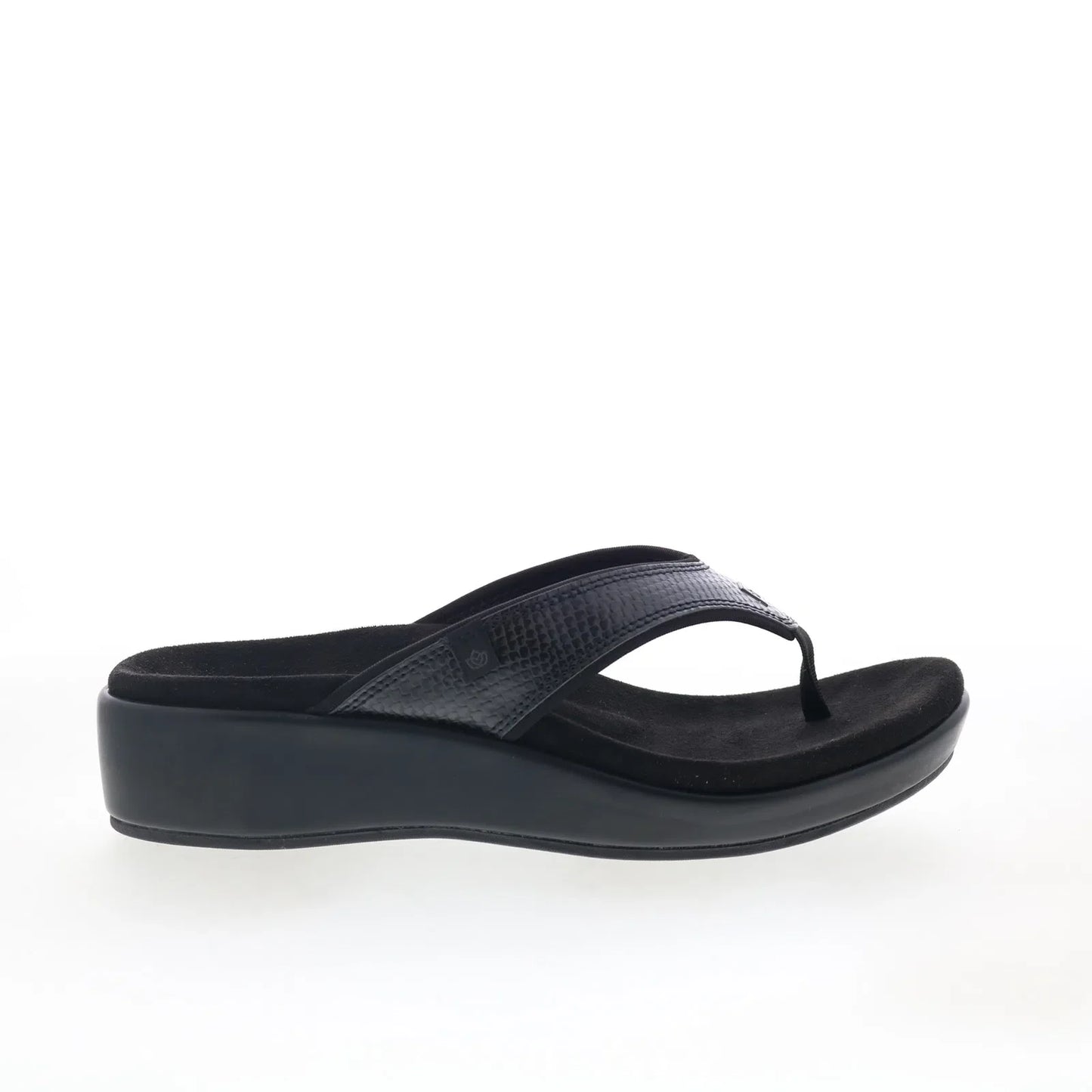 Spenco Weekend SP1076BLK Womens Black Wide Leather Flip-Flops Sandals Shoes
