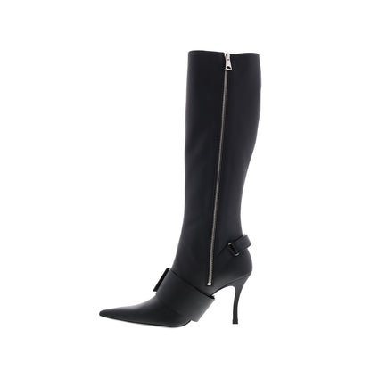 Diesel D-Venus WB Y03039-P1993-T8013 Womens Black Leather Knee High Boots