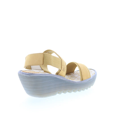 Fly London Yaco YACO416FLY-004 Womens Yellow Leather Wedges Sandals Shoes