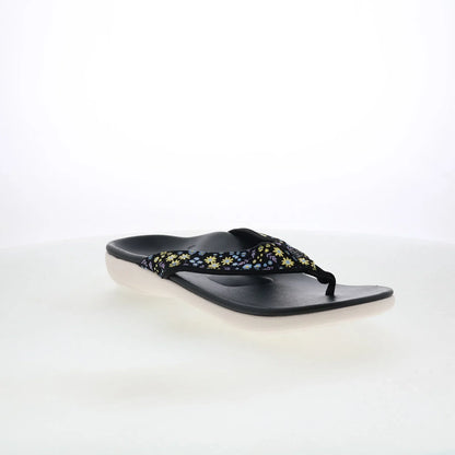 Spenco Yumi Dainty Floral SP1128BLK Womens Black Flip-Flops Sandals Shoes