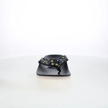 Spenco Yumi Dainty Floral SP1128BLK Womens Black Flip-Flops Sandals Shoes