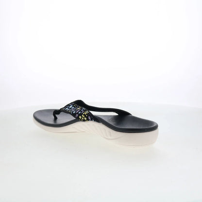 Spenco Yumi Dainty Floral SP1128BLK Womens Black Flip-Flops Sandals Shoes
