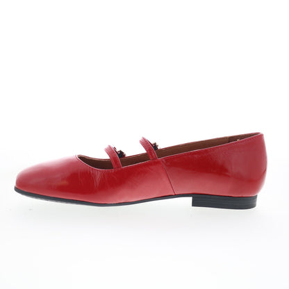 Miz Mooz Zaida Womens Red Leather Hook & Loop Loafer Flats Shoes