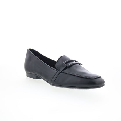 Miz Mooz Ziya Womens Black Leather Slip On Loafer Flats Shoes
